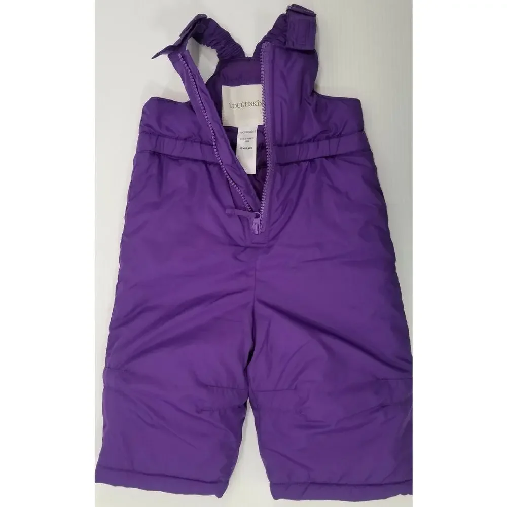 II) Infant Toughskins Waterproof Snow Jacket Bib Snow Pants Purple Leopard 12M